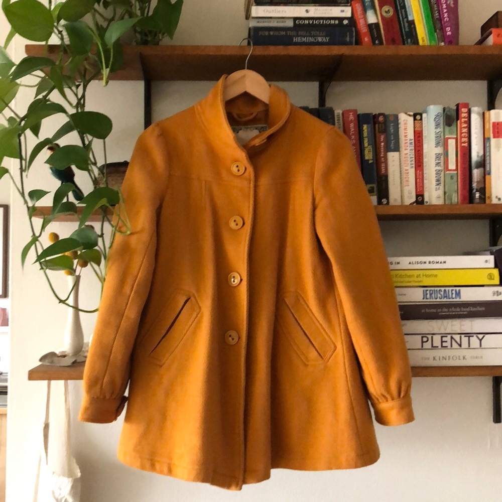 Mustard yellow swing coat